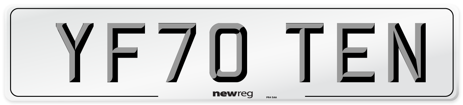 YF70 TEN Number Plate from New Reg